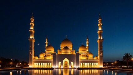 Fototapeta premium beautiful night view of mosque islamic ramadhan