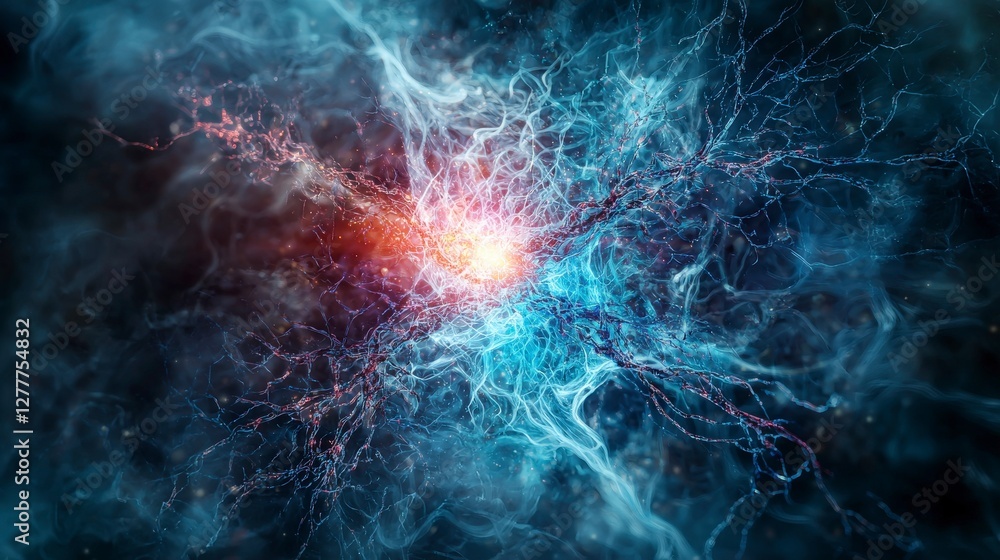 Poster unlocking human potential a surreal journey through cosmic energy and transformation in abstract art