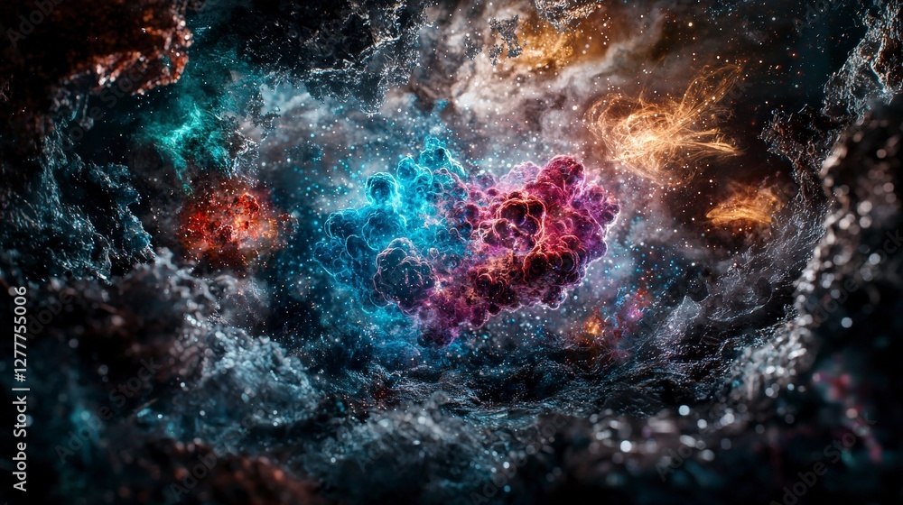 Aufkleber surreal quantum space travel adventure cosmic nebula digital art outer space wide angle imagination