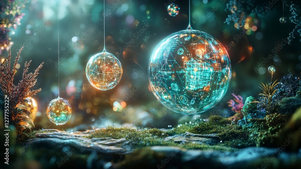 Leinwandbilder Abstract concepts floating algorithm visualization in a surreal ethereal environment