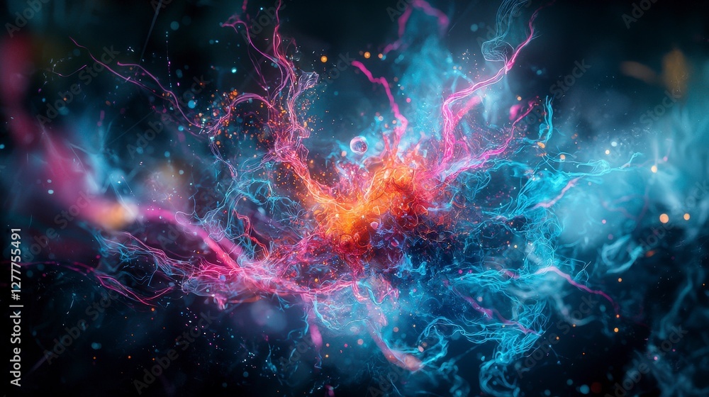 Poster artistic perspective surreal visualization of alternate cosmic digital space