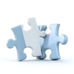 Fototapeta premium Minimalistic 3D Puzzle Pieces Fitting Together in Harmonious Blue and White Tones
