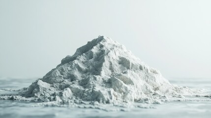 Obraz premium Flour mountain on white background, baking ingredient