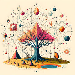 autumn tree vector illustration