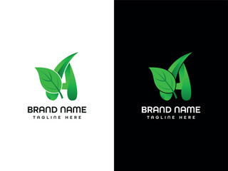 A Letter Green Leaf Logo
