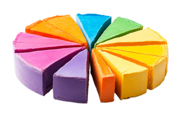 Colorful cake slices in a circle