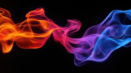 Fototapeta premium A striking set of color flames against a pitch-black background, offering a fiery, abstract visual experience.