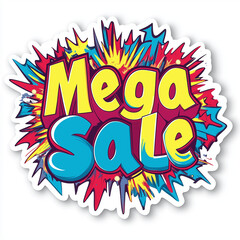 Obraz premium Mega Sale comic sticker with colorful explosion design.