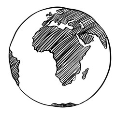 World globe map outline drawing