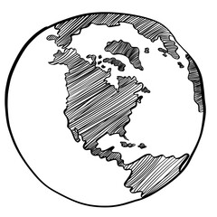 World globe map outline drawing