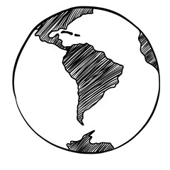 World globe map outline drawing