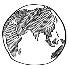 World globe map outline drawing