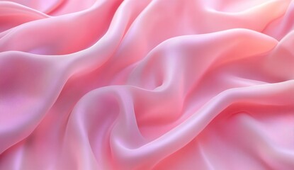 Fototapeta premium Pink silk fabric drapes, soft folds, studio background, textile design