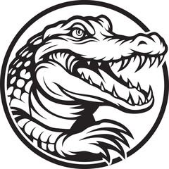 Obraz premium crocodile illustration logo with circle frame alligator reptile predator logo mascot