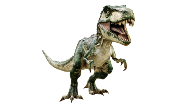 Large dinosaur model in dynamic pose