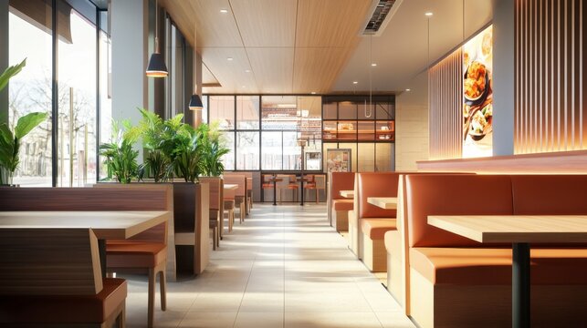 Cozy Restaurant Interior Design, Modern Dining Space with Natural Light