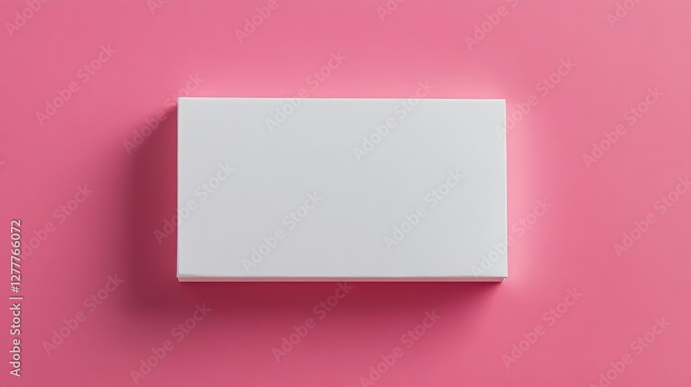 Poster simple and clean, a blank notepad with white sheets resting on a pink background, providing space fo