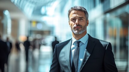 Fototapeta premium Confident Businessman Portrait in Modern Office Building