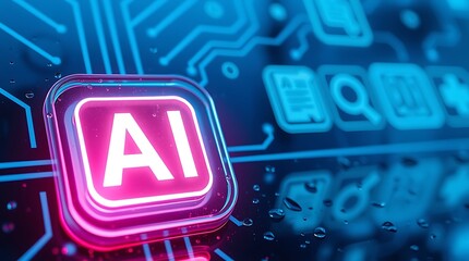AI Icon on Electronic Circuit Board &ndash; Artificial Intelligence and Technology

