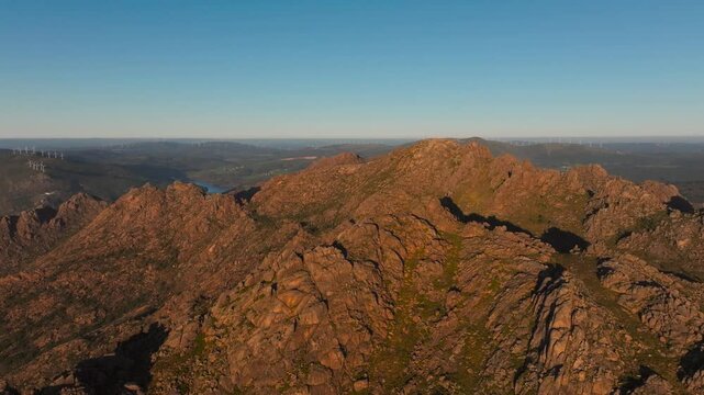 Rugged Mountains At Sunset In Carnota, O Pindo, Spain. Aerial Drone Shot