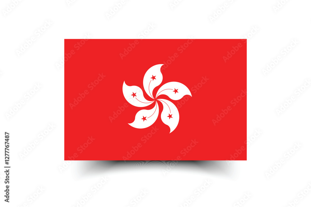 Poster flag of hong kong. the official ratio. flag icon. standard color. standard size. a rectangular flag.