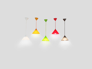 Modern chandelier set, isolated on background.