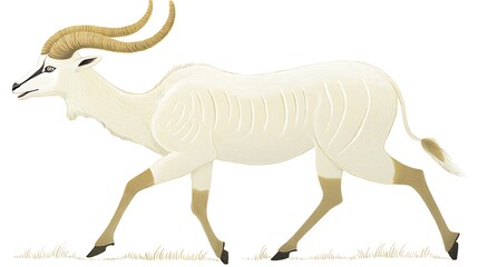 Majestic White Antelope in Motion A Digital Painting.