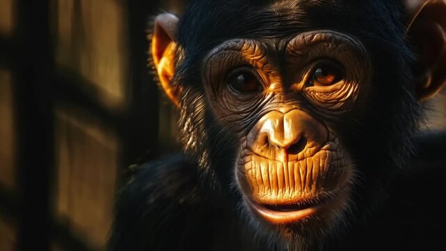 The old monkey sat on the branch, observing its surroundings with wise, knowing eyes and patience.