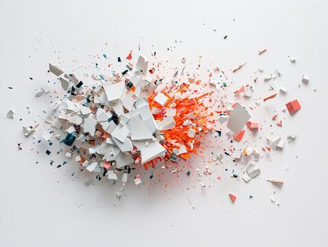 Chaotic mixed media explosion, thick impasto layers, shattered glass fragments, erratic color strokes, deconstructed forms, pure artistic expression, abstract intensity, high-contrast lighting,