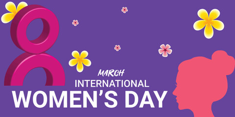 International women's day web banner vector. Elegant background or banner for March 8. Modern vector template for woman international celebration.