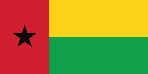 Naklejka premium Flag of Guinea-Bissau. Flag icon. Guinea-Bissau flag official colors and proportion digital vector illustration