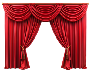 red curtain on white background Png