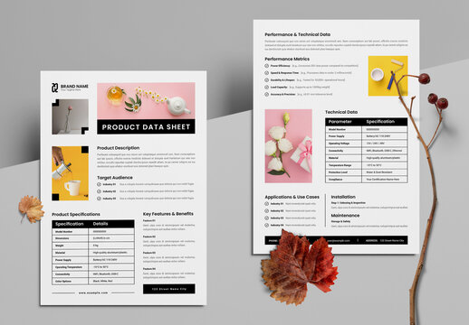 Product Data Sheet Template Layout