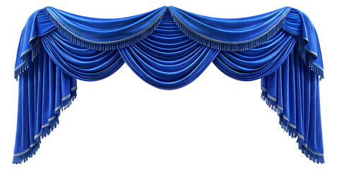 blue curtains isolated on white background Png