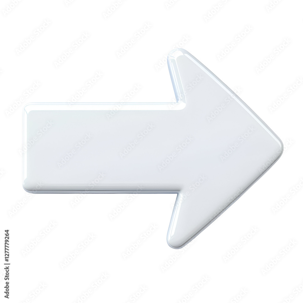 Aufkleber white arrow icon pointing right for directional guidance and navigation