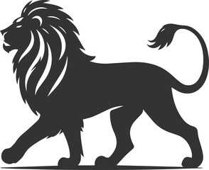 Silhouette of a lion walking gracefully with a noble posture