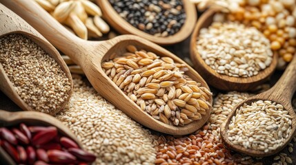 Naklejka premium A close-up of nutrient-packed whole grains, essential for a balanced diet.