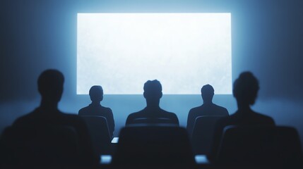 Fototapeta premium Audience watching a movie screen in silence.