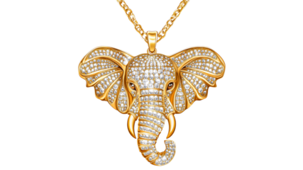 Golden elephant necklace with intricate details