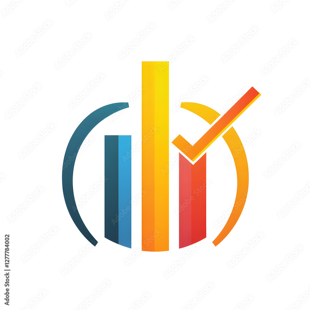 Aufkleber a dynamic logo featuring a bar graph combined with a checkmark to signify success