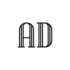 AD monogram logo design letter text name symbol monochrome logotype alphabet character simple logo