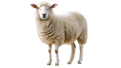 Sheep standing on white background