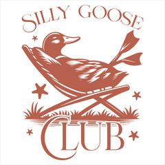 Silly Goose Club  Retro Funny Sarcastic Animal T-shirt Design