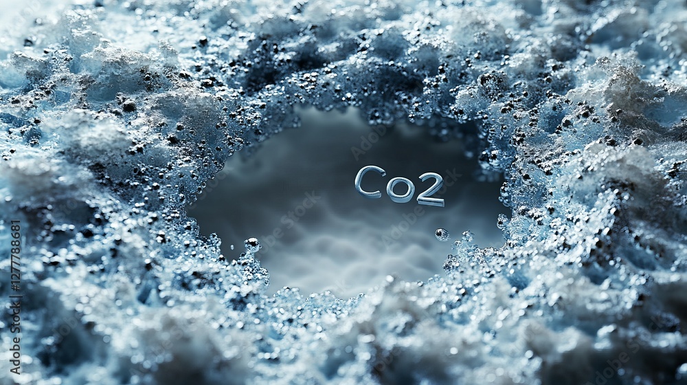 Poster create a text message on a white background with co2 element