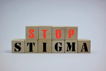 Stop Stigma Message on Wooden Blocks. Concept of Promoting Awareness and Social Change