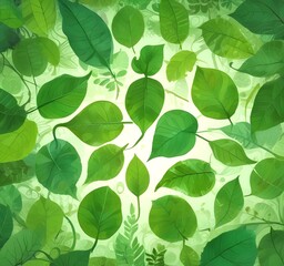 Obraz premium Illlustration of green environment with fresh leaves.