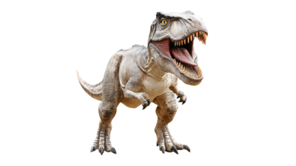 Dinosaur model roaring in a playful display