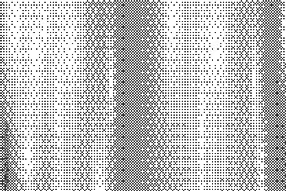 Poster Pixel pattern background. Bitmap texture of retro computer game. Dotted dither gradient bg. Abstract glitch gradation screen tone with mosaic effect. Vector wallpaper