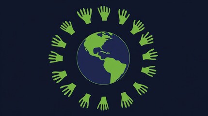 Global unity hands earth environmental poster