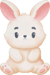 Rabbit Easter Day Watercolor Illustration for card website, application, printing, document, poster design, etc.